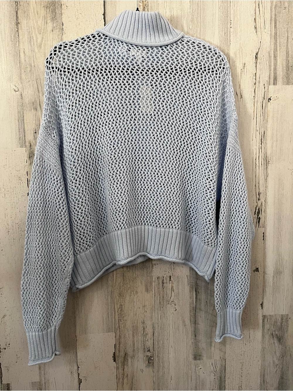 aerie Cropped Light Blue Half-Zip Knit Sweater small Nwt - Picture 4 of 8
